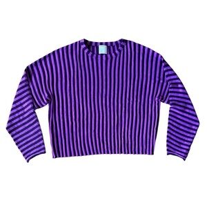 Kerisma S/M Small Medium Purple Striped Wool Blend Thin Knit Sweater Art To Wear
